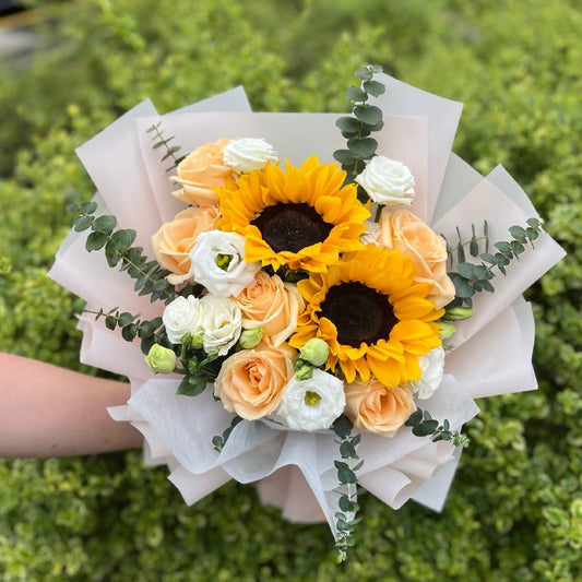 {G11} Happy- Rose & sunflower bouquet