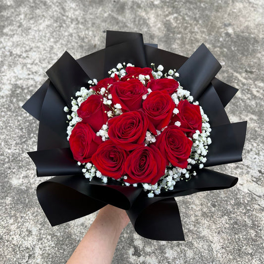 Perfect- 12 rose bouquet (circular wrapping style)